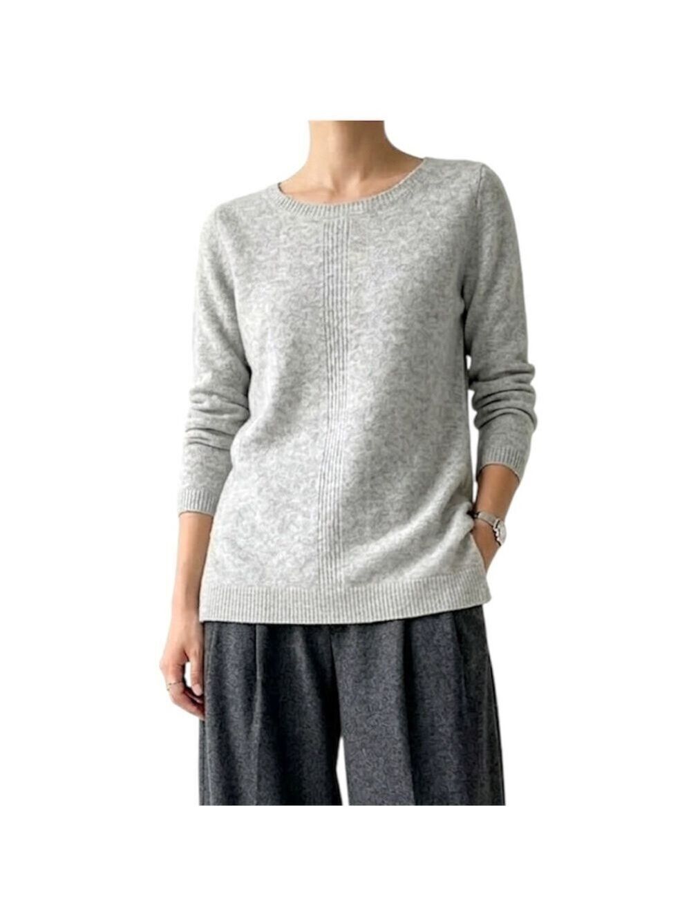 Saffron pure cashmere soft grey a line old money quiet luxury sweater L